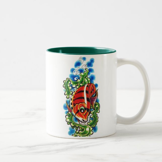 dual red bubblefish two-toned ceramic cup (Right)