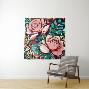 Dual Roses: A Spectacular Floral Arrangement Tapestry