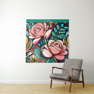 Dual Roses: A Spectacular Floral Arrangement Tapestry