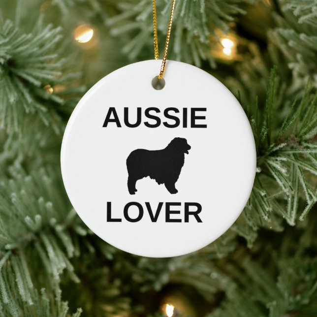 dual sided australian shepherd aussie lover ceramic ornament (Tree)