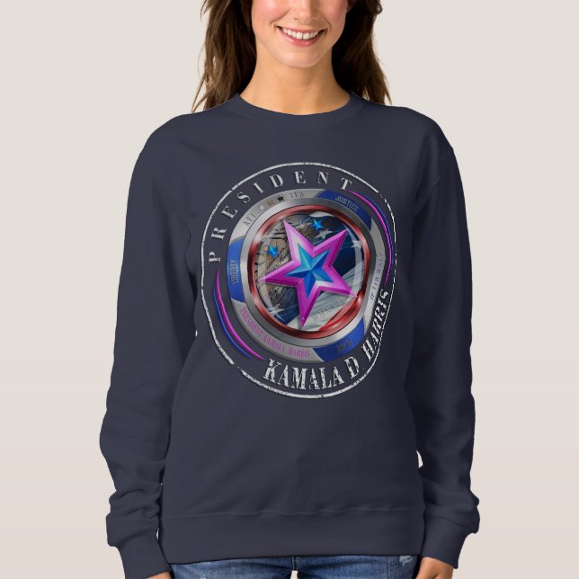 Dual Sided Harris-Walz Wing/Stamp Medallion Sweatshirt (Front)
