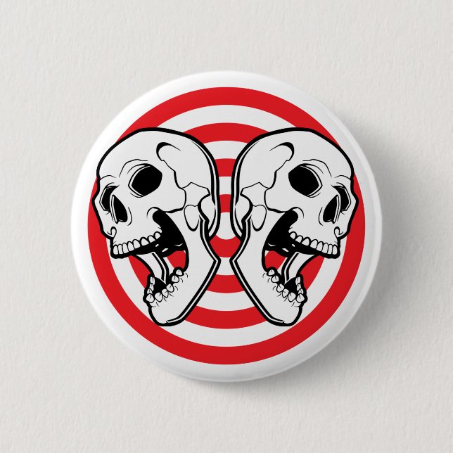 Dual Skull Target 6 Cm Round Badge (Front)