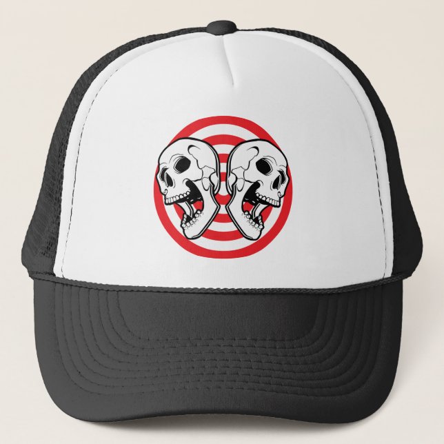 Dual Skull Target Trucker Hat (Front)