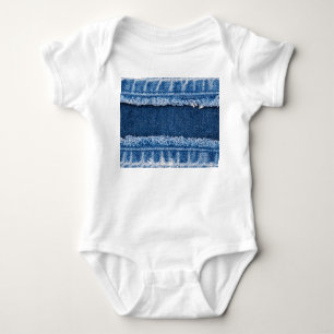 Dual-Tone Bleached Denim Fabric Frame Baby Bodysuit