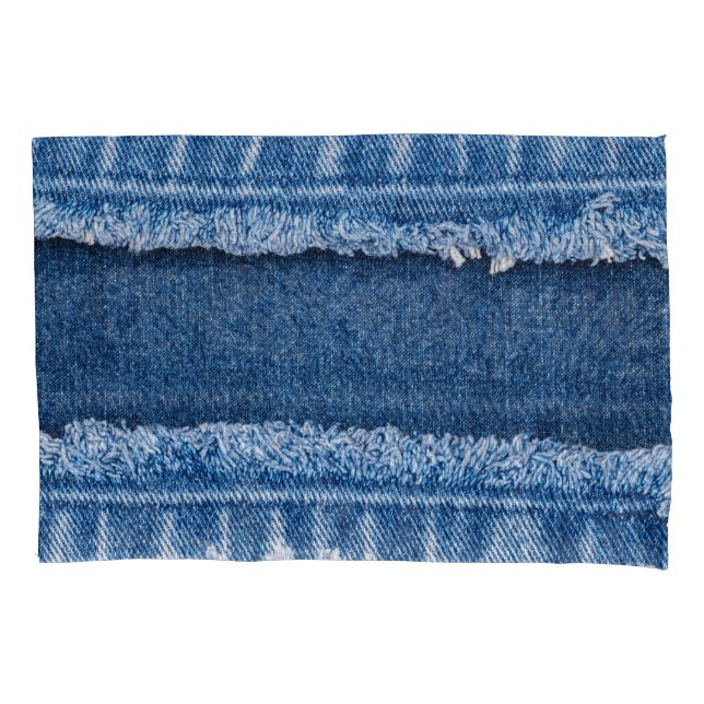 Dual-Tone Bleached Denim Fabric Frame Pillowcase (Front)