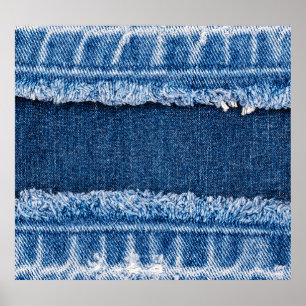 Dual-Tone Bleached Denim Fabric Frame Poster