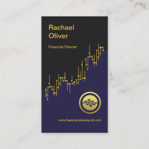 Dual Tone Faux Gold Stock Index Wave Financial Business Card