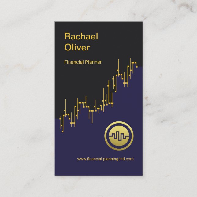 Dual Tone Faux Gold Stock Index Wave Financial Business Card (Front)