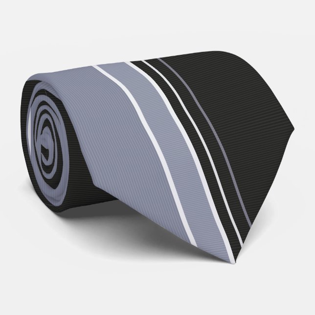 Dual-Tone Slate Grey & Black Pinstriped Tie (Rolled)