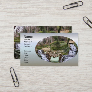 Dual Waterfalls Over Rocks Short Business Card