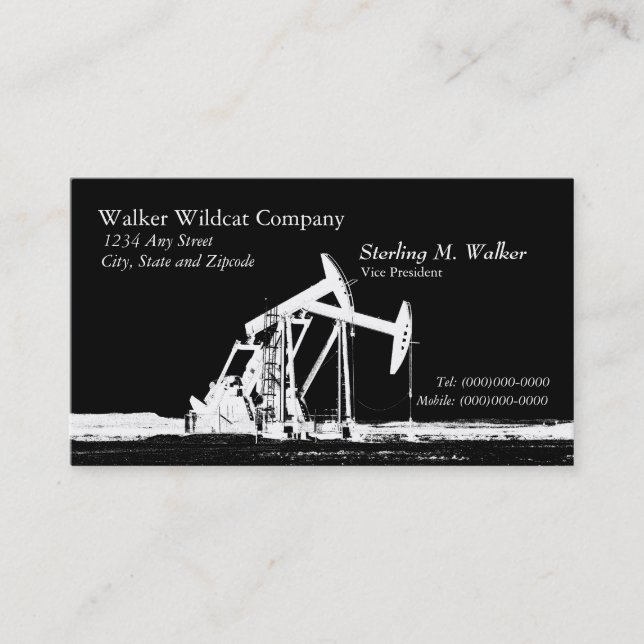 Dual White Oil Pumping Unit Silhouette Business Card (Front)