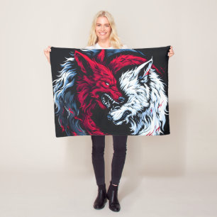 Dual Wild Lunar Wolf Fleece Blanket