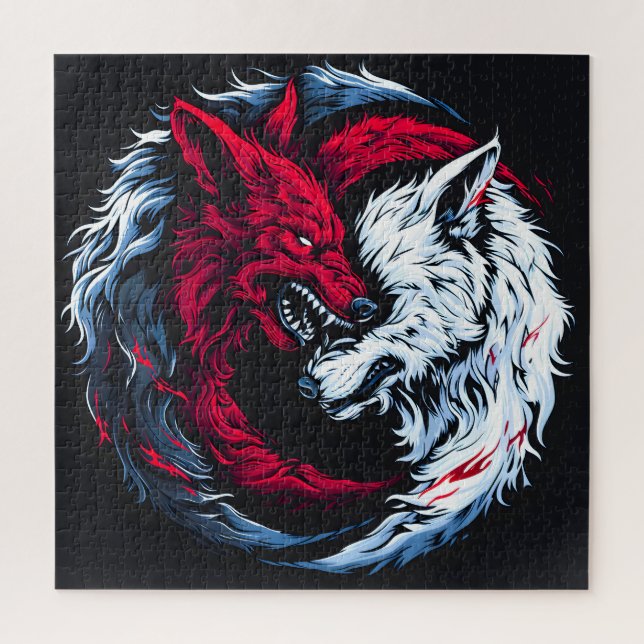 Dual Wild Lunar Wolf Jigsaw Puzzle (Vertical)