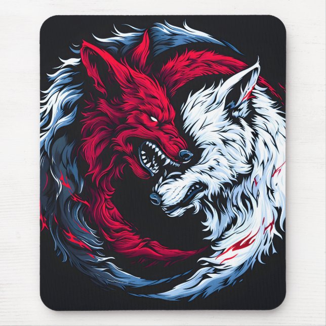 Dual Wild Lunar Wolf Mouse Pad (Front)