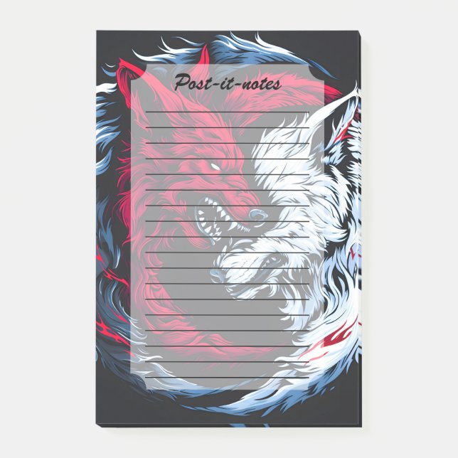 Dual Wild Lunar Wolf Post-it Notes (Front)