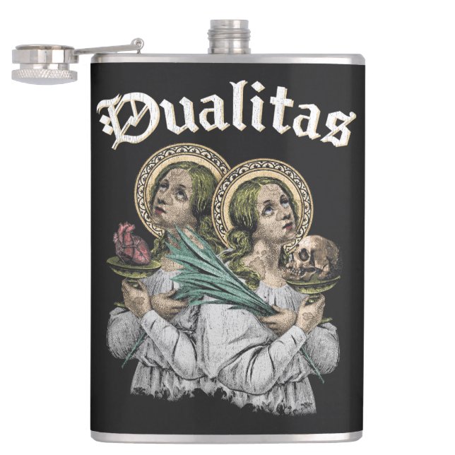 Dualitas - Gothic Design Hip Flask (Opened)