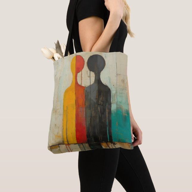Duality – Abstract Figures of Light and Shadow Tote Bag (Close Up)