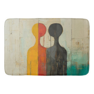 Duality – Abstract Human Figures in Contrast Bath Mat