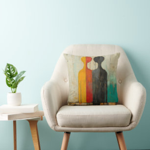 Duality – Abstract Human Figures in Contrast Cushion