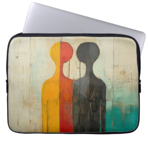Duality – Abstract Human Figures in Contrast Laptop Sleeve