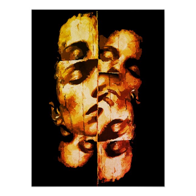 Duality in Gold – Abstract Modern Portrait Poster (Front)