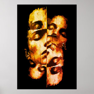 Duality in Gold – Abstract Modern Portrait Poster