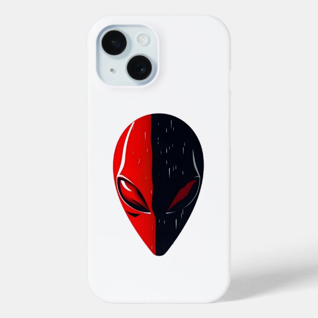 Duality Mask – Red and Black Minimalist Face Case-Mate iPhone Case (Back)