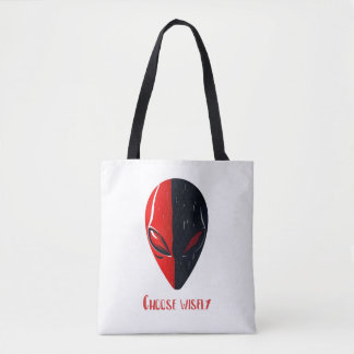 Duality Mask – Red and Black Minimalist Face Tote Bag