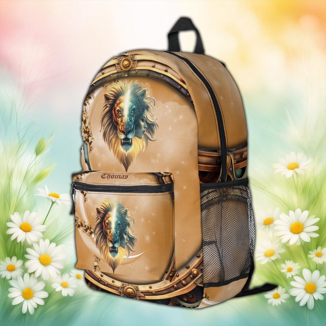 Duality of Strength, The Lion and the Woman.  Printed Backpack (Creator Uploaded)
