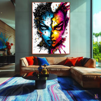 Duality Unleashed – Intense Abstract Face Art