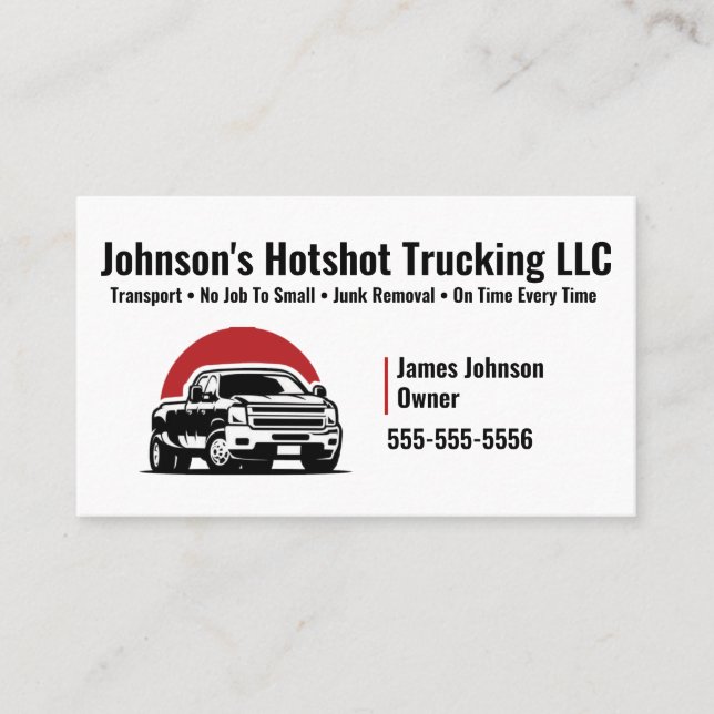 Dually Hot Shot Trucking Business Card (Front)
