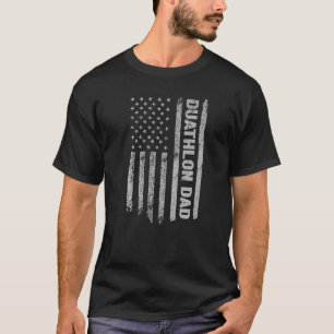 Duathlon Dad America Us Flag Patriot Vintage T-Shirt