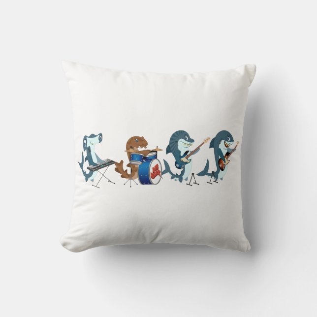 Dub Shark Band Throw Pillow (Front)