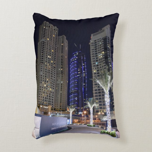 Dubai architecture at night decorative cushion (Front(Vertical))