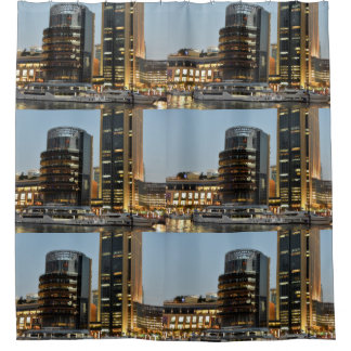 Dubai architecture at night shower curtain