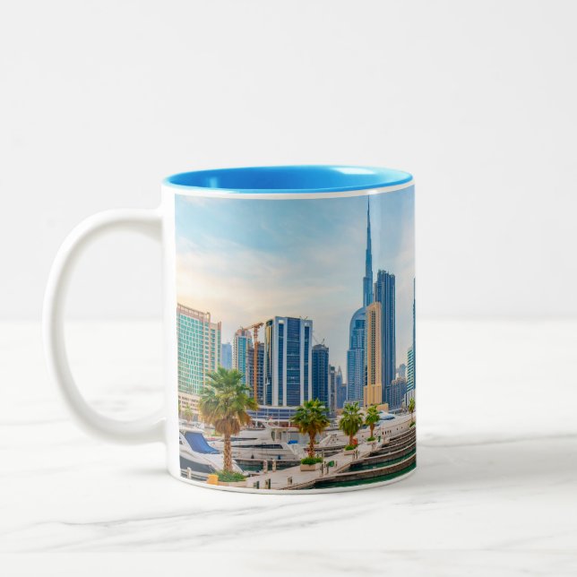Dubai Business Bay United Arab Emirates Two-Tone Coffee Mug (Left)