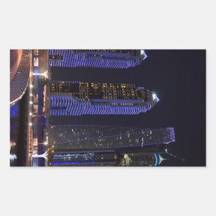 Dubai Cayan Tower at night Rectangular Sticker