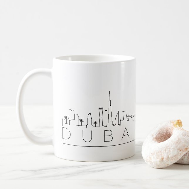 Dubai | City Stylised City Skyline Coffee Mu Mug (With Donut)