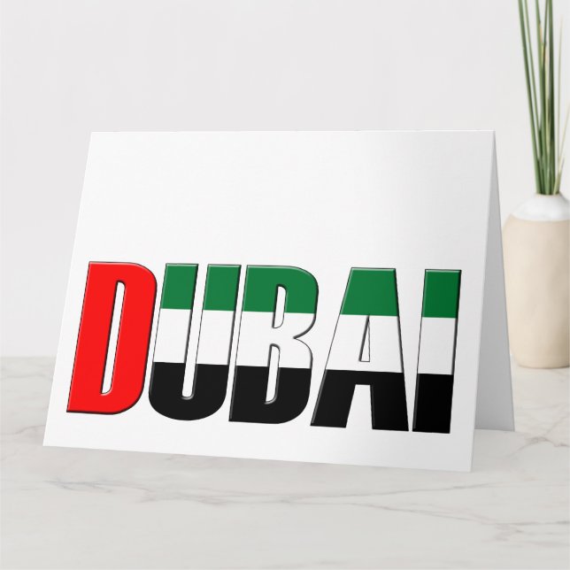 Dubai City UAE Flag Colours Typography Card (Front)
