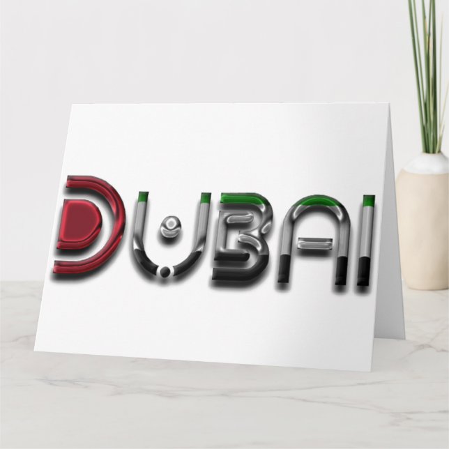 Dubai City UAE Flag Colours Typography Card (Front)