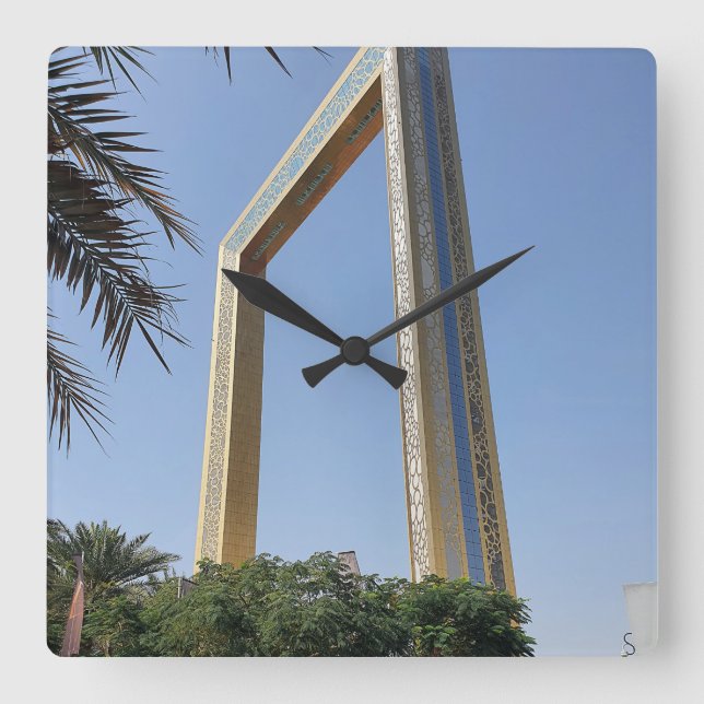 Dubai Frame building which located in Zabeel Park Square Wall Clock (Front)