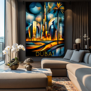 Dubai Futuristic Cubism – Modern Geometric Skyline Poster