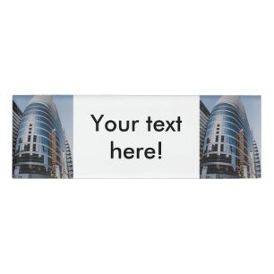Dubai glass skyscraper name tag