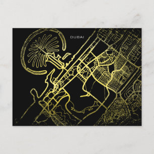 Dubai Gold Style Art Map Postcard