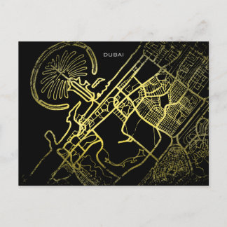 Dubai Gold Style Art Map   Postcard