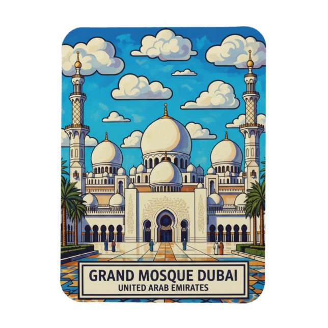 Dubai Grand Mosque UAE Travel Magnet (Vertical)