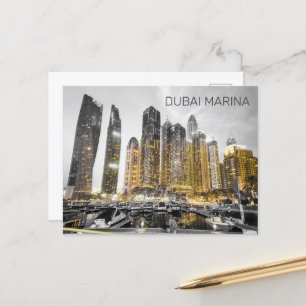 Dubai Marina City UAE Skyline Vintage Panorama Postcard