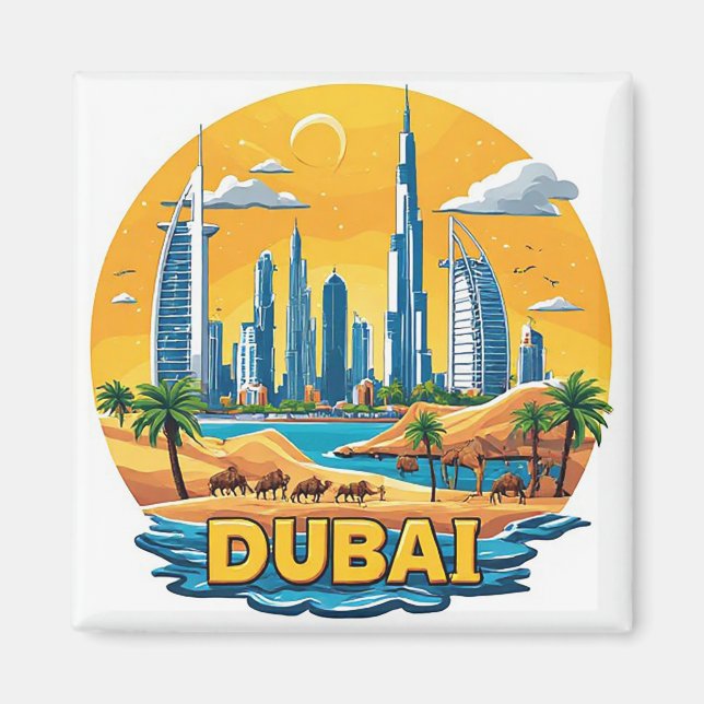 🧲 Dubai Marina Vacation Memory From UAE ⚓ Magnet (Front)