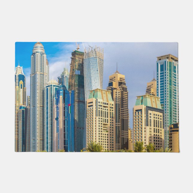 Dubai modern skyscrapers Corniche Doormat (Front)