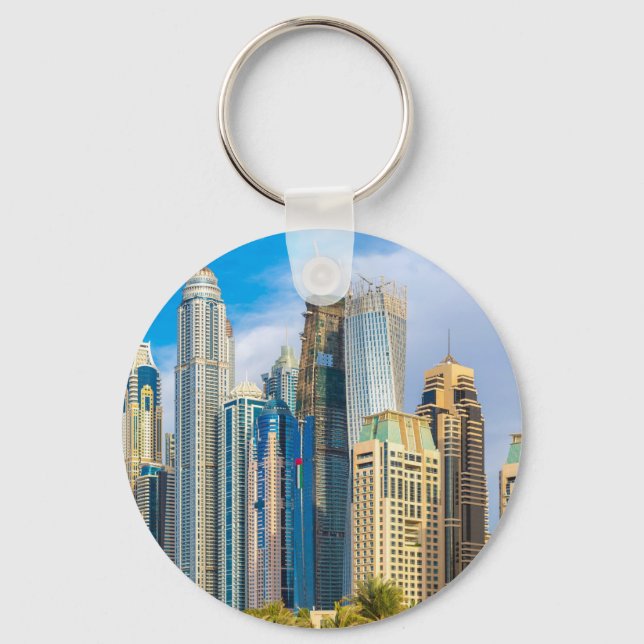 Dubai modern skyscrapers Corniche Key Ring (Front)